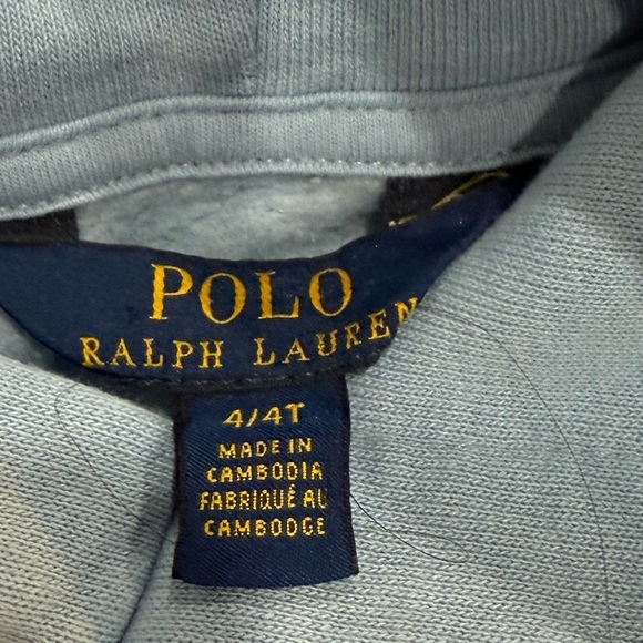 Polo by Ralph Lauren Light Blue Hoodie with Yellow Emblem 4T - Picture 3 of 5